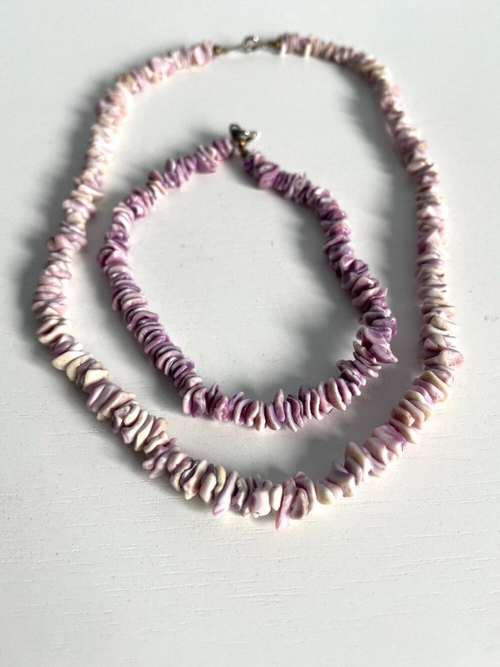 Lavender Puka Shell Necklace & Anklet Set